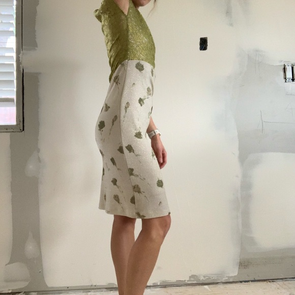 Vintage Chartreuse cocktail dress size S - Picture 9 of 9